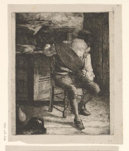 Old man examining a scale
