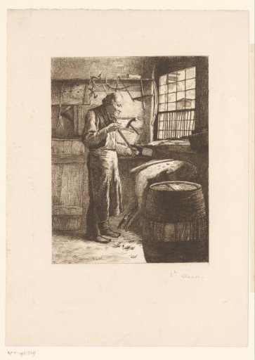 Cooper at work in his workshop