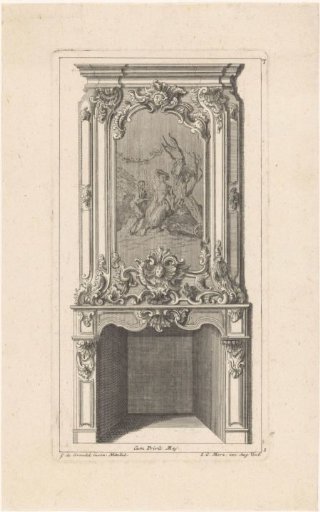 Fireplace Mantel with a Pastoral Scene
