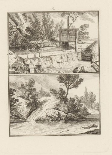 Landscape with a lock and landscape with a lake