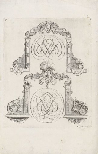 Two decorative frames with a monogram inside