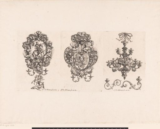 Candelabra and chandelier with a rider and a cherub