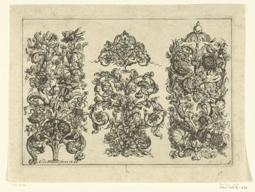 Three vertical strips with leafy vines and flowers