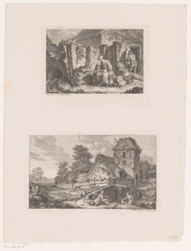 Woman with Child and Fruit and a Washerwoman by a Bridge
