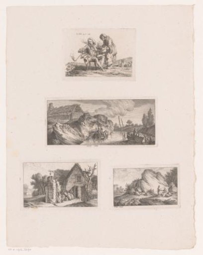 Three Landscapes and a Man Smoking a Pipe