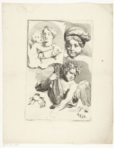 Study sheet with three heads and two hands