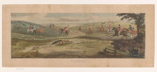 Two Greyhounds Hunting a Hare
