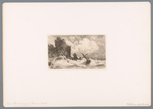 Stormy coast with sailing boat