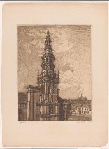 View of the tower of the New Church at Haarlem