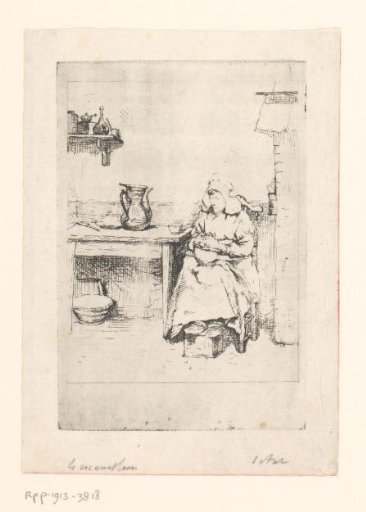 Interior with a shining peasant woman