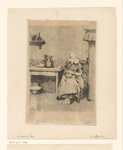 Interior with a shining peasant woman