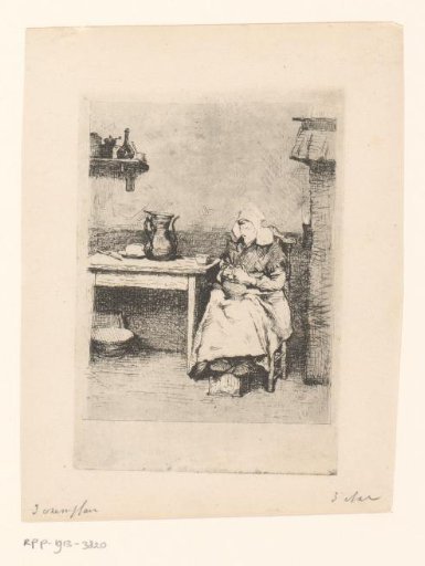 Interior with a shining peasant woman