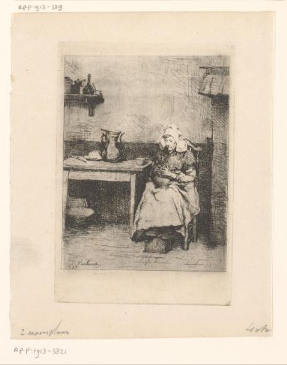 Interior with a shining peasant woman