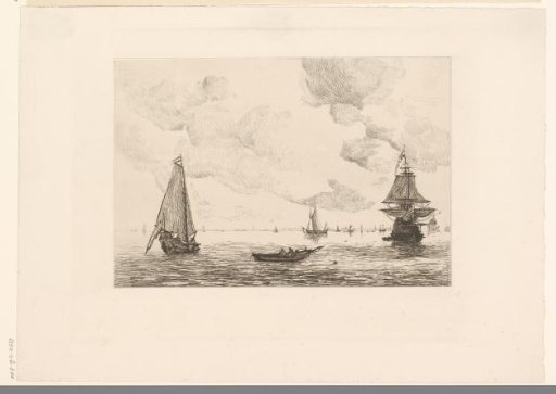 Ships lying at anchor off a roadstead
