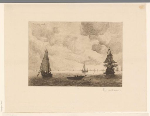 Ships lying at anchor off a roadstead