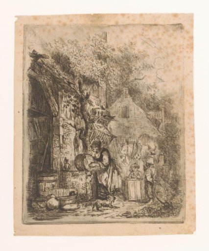Street Scene with a Woman Scrubbing a Kettle