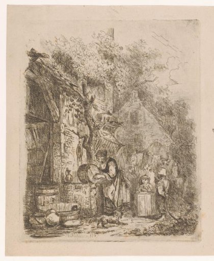 Street Scene with a Woman Scrubbing a Kettle
