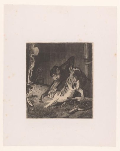 Monkey Forcing a Cat to Pull Chestnuts from the Fire