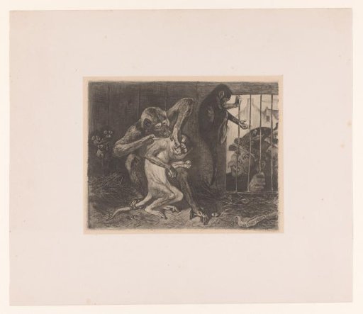 Otto von Bismarck by a cage with monkeys