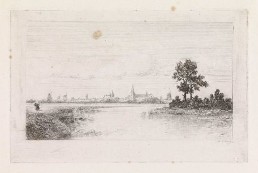 River Landscape with City Profile
