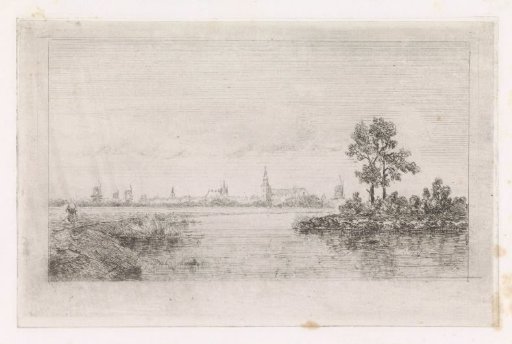 River Landscape with City Profile