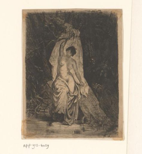 Landscape with bathing woman