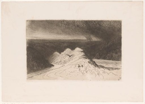 Mountain landscape with dark clouds
