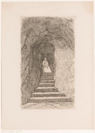 Woman sitting on a staircase