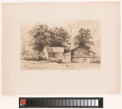 Mountain landscape with two chalets