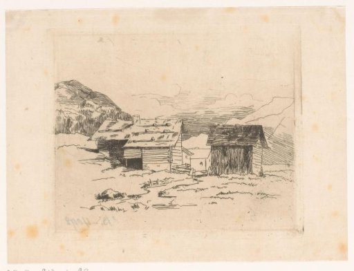 Mountain landscape with two houses