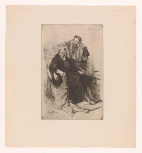 Man Standing Beside the Old Emperor Charles V Seated in an Armchair