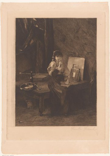 Interior with a Drinking Young Woman
