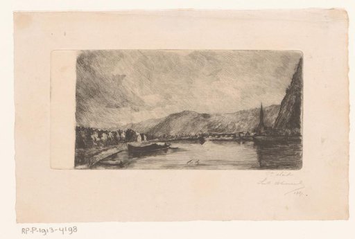 Mountain landscape with village by the water
