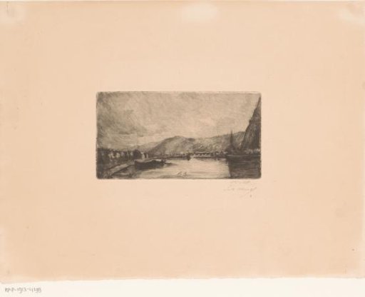 Mountain landscape with village by the water