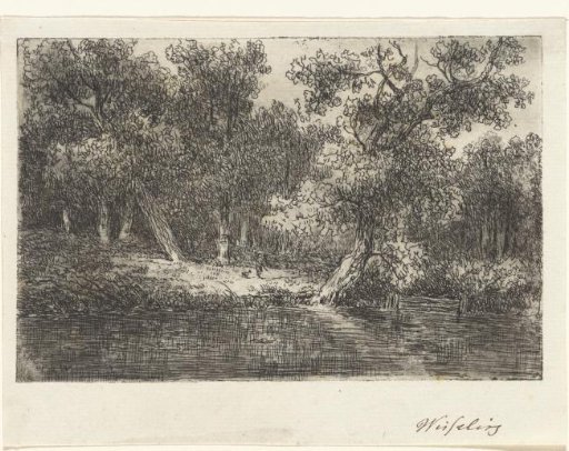 Wooded landscape with a body of water