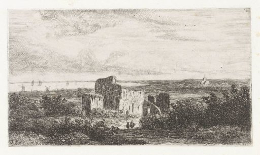 Coastal landscape with a ruin