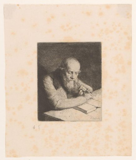 Old man smoking a pipe with a book