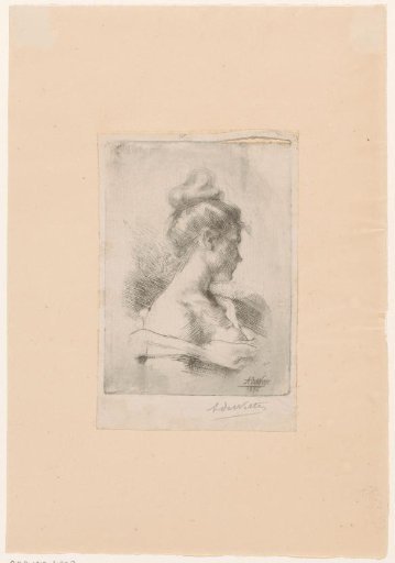 Bust of a young woman with a high hairstyle