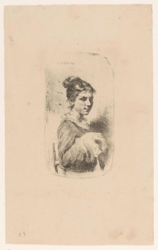 Unknown young woman seated on a chair