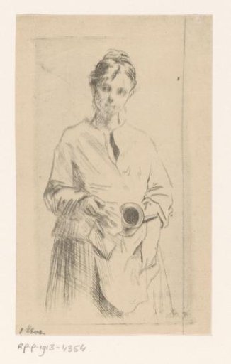 Young Woman with a Watering Can in Her Hand