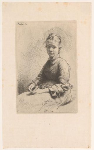 Portrait of an Unknown Young Woman with a Dog on Her Lap