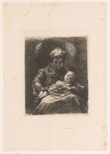 Woman Seated in a Chair with Child on Lap