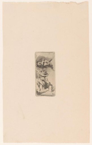 Study Sheet with Man Seated at Table and the Head of a Woman