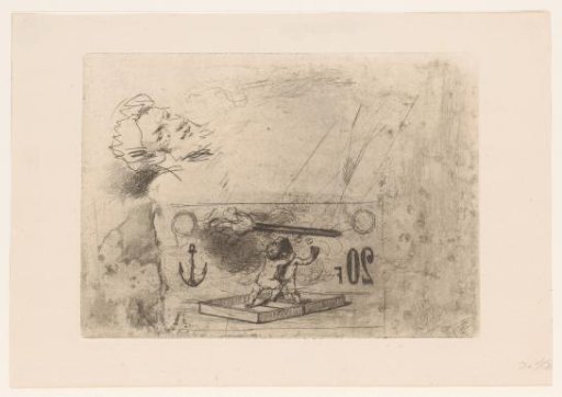 Study sheet including putti, a torch, anchor and head