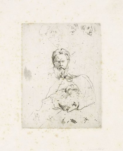 Study sheet with heads of men