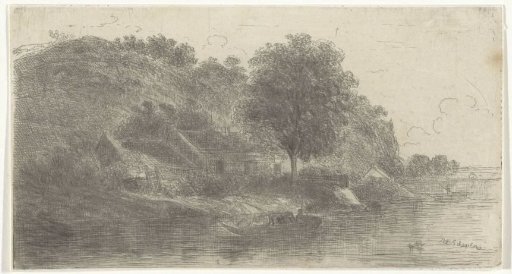 View of the left bank of the Maas with café De Rode Haan