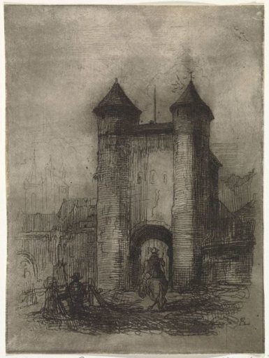 View of the Helpoort at Maastricht, seen from the field side