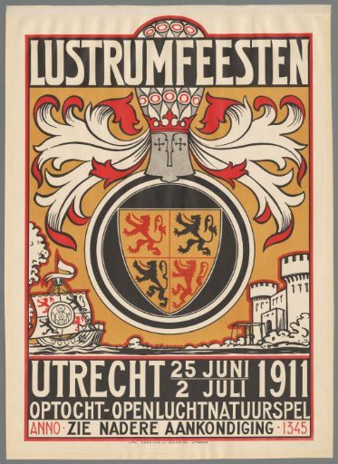 Jubilee Celebrations Utrecht June 25 - July 2, 1911. Parade Open-Air Nature Play. Anno 1345