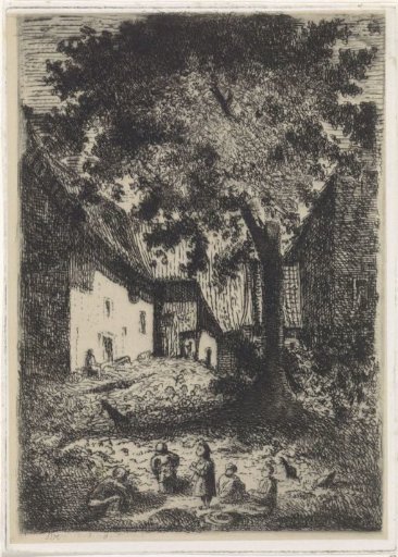 Children playing near village houses