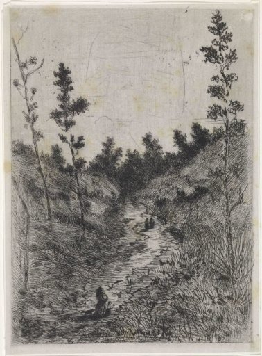Walkers on a path between two hills